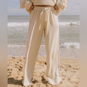 Daily Drills Wide Leg Tofu Waffle Knit Thermal Resort Pants Size M/L